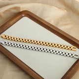 Stainless Steel Bracelet Ring Earrings Set for Women Chain Plated Jewelry
