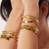 Women's Stainless Steel CZ Bracelet Titanium Bangle