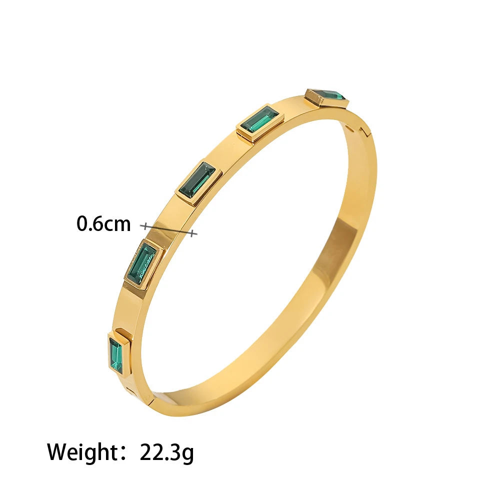 Women's Stainless Steel CZ Bracelet Titanium Bangle