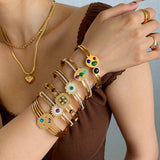 Colorful Disc Inlaid Shell Stone Bracelet for Women