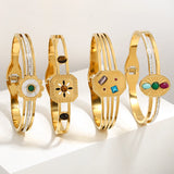 Colorful Disc Inlaid Shell Stone Bracelet for Women
