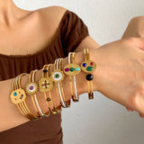Colorful Disc Inlaid Shell Stone Bracelet for Women