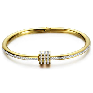 Stainless Steel Bracelet with Crystals Heart Charm for Women