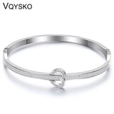 Stainless Steel Bracelet with Crystals Heart Charm for Women