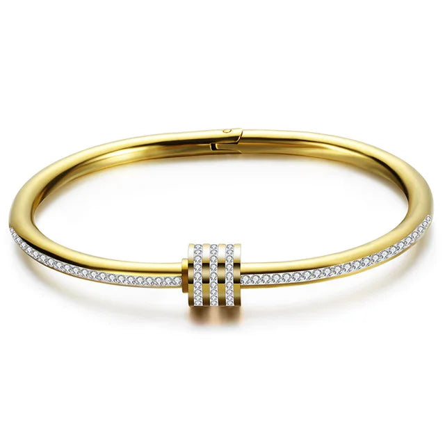 Stainless Steel Bracelet with Crystals Heart Charm for Women
