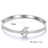 Stainless Steel Bracelet with Crystals Heart Charm for Women