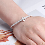Stainless Steel Bracelet with Crystals Heart Charm for Women
