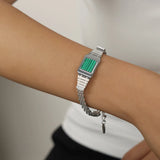 Crystal Shell Watch Stainless Steel Chain Bracelet