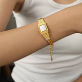 Crystal Shell Watch Stainless Steel Chain Bracelet