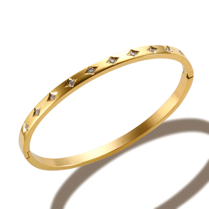 Star Shape Bracelet Stainless Steel Bangle Plated for Women