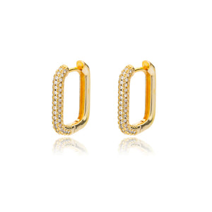 Geometric Zircon Hoop Earrings Stainless Steel
