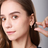 Geometric Zircon Hoop Earrings Stainless Steel