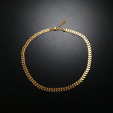 Stainless Steel Leaf Chain Necklace Plated Choker For Women