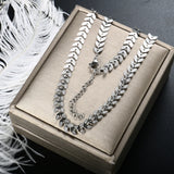 Stainless Steel Leaf Chain Necklace Plated Choker For Women