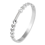 Stainless Steel Love CZ Crystal Bangle Bracelet