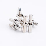 Stainless Steel Double Cylinder Knots Cufflinks for Mens Suit Business 1 Pair