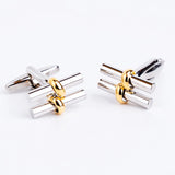 Stainless Steel Double Cylinder Knots Cufflinks for Mens Suit Business 1 Pair