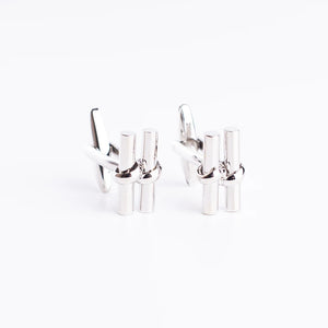 Stainless Steel Double Cylinder Knots Cufflinks for Mens Suit Business 1 Pair