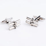 Stainless Steel Double Cylinder Knots Cufflinks for Mens Suit Business 1 Pair
