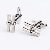 Stainless Steel Double Cylinder Knots Cufflinks for Mens Suit Business 1 Pair