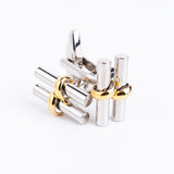 Stainless Steel Double Cylinder Knots Cufflinks for Mens Suit Business 1 Pair