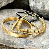 Stainless Steel King Crown Bracelet Men Adjustable Bangle