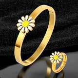 Sunflower Daisy Charm Bracelet Bangle For Women Wedding Jewelry Gift