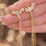 Star Zircon Tassel Earrings Long Dangle Jewelry