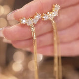Star Zircon Tassel Earrings Long Dangle Jewelry