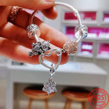 Pav Zircon Infinite Hearts Charm Fits Bracelet Silver Jewelry