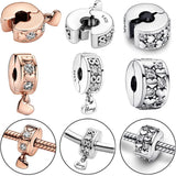 Pav Zircon Infinite Hearts Charm Fits Bracelet Silver Jewelry