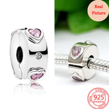 Pav Zircon Infinite Hearts Charm Fits Bracelet Silver Jewelry
