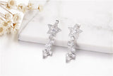 Sterling 925 Silver Leaf Tassel Earrings Diamond Women Wedding Jewelry