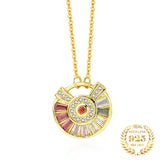 925 Silver Rainbow Zircon Pendant Necklace Colorful Summer Choker for Women