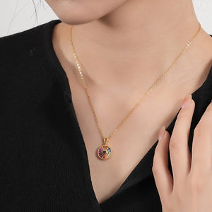 925 Silver Rainbow Zircon Pendant Necklace Colorful Summer Choker for Women