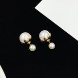 Golden Petal Pearl Stud Earrings for Women