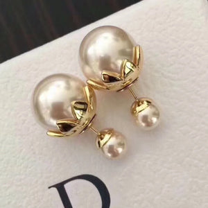 Golden Petal Pearl Stud Earrings for Women