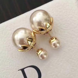 Golden Petal Pearl Stud Earrings for Women