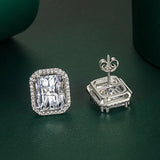 925 Silver Stud Earrings with Zircon Gemstone for Women