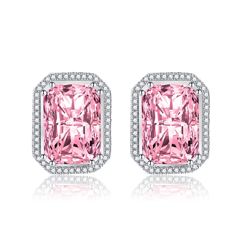 925 Silver Stud Earrings with Zircon Gemstone for Women