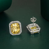 925 Silver Stud Earrings with Zircon Gemstone for Women