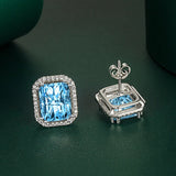 925 Silver Stud Earrings with Zircon Gemstone for Women