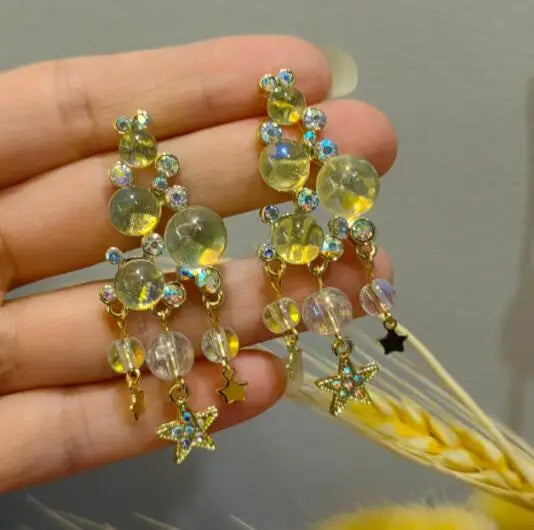 Vintage Crystal Pearl Tassel Earings Women Jewelry