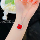 Red Crystal Ruby Promise Jewelry Sets Silver Bridal Wedding Earrings