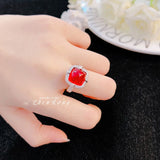 Red Crystal Ruby Promise Jewelry Sets Silver Bridal Wedding Earrings