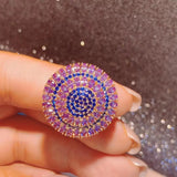 Sun Flower Stackable Rings for Women CZ Beads Charm Ring