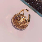 Sun Flower Stackable Rings for Women CZ Beads Charm Ring