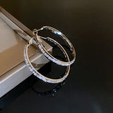 Rhinestone Round Earrings 925 Silver Studs
