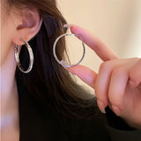Rhinestone Round Earrings 925 Silver Studs