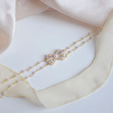 Sweet Bowknot Pearl Clavicle Chain Elegant Banquet Necklace